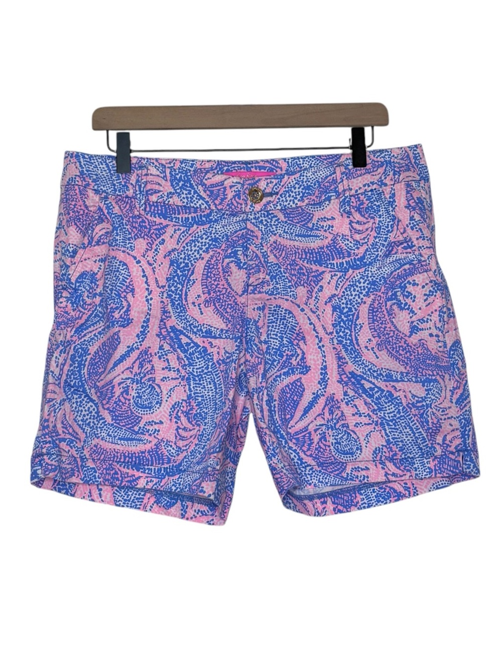 Lily Pulitzer Size 10 Jayne Shorts Coastal Blue Maybe Gator Preppy Resort Cruise